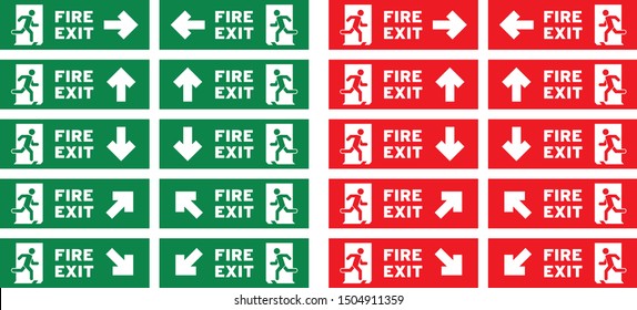 Set of emergency exit Sign
