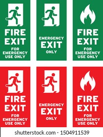 Set of emergency exit Sign

