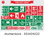 Set of emergency exit Sign (fire exit, emergency exit, fire assembly point, evacuation lane, Fire Extinguisher, For Emergency use only, no re-entry to building).
