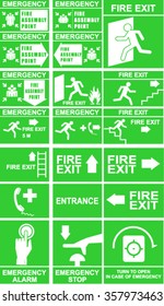 Set Emergency Exit Signs Vector Stock Vector (Royalty Free) 357973463 ...