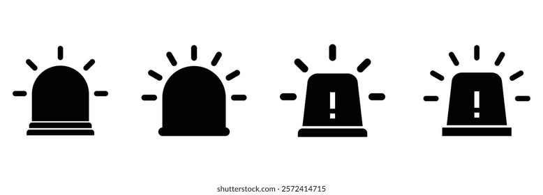 Set of emergency siren icon. Ambulance emergency siren icons set. Alert light bulb icons collection. Medical emergency siren icon set on white background.