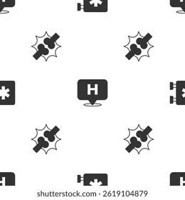 Set Emergency - Star of Life, Location hospital and Joint pain, knee pain on seamless pattern. Vector