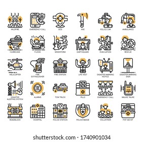 Set of emergency thin line and pixel perfect icons for any web and app project. 