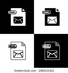 Set EML file document. Download eml button icon isolated on black and white background. EML file symbol.  Vector Illustration