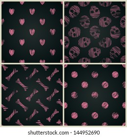 set of emo patterns, vector illustration, eps10