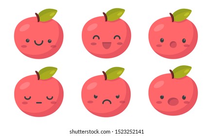 Set Emoji. Apple Emoticon Cartoon Character Eps 10 Vector Illustrationr