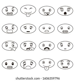 Vector Set Different Cartoon Faces Stock Vector (Royalty Free) 365598221