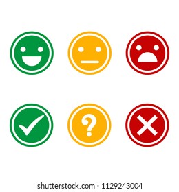 Set of Emoji Colored Flat Icons. Set of Emoticons. Sad and Happy Mood Icons.