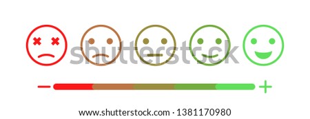 Set of Emoji Colored Flat Icons. Vector Set of Emoticons. Sad and Happy Mood Icons. Vote Scale Symbol Set