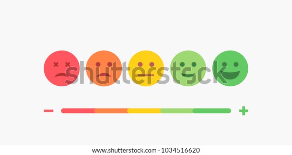 Set of Emoji Colored\
Flat Icons. Vector Set of Emoticons. Sad and Happy Mood Icons. Vote\
Scale Symbol Set.