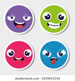 set of emoji emoticon cartoon 