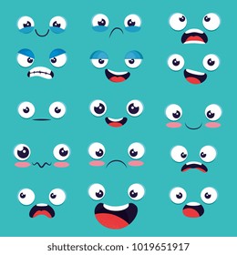 set of emoji emoticon cartoon 