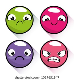 set of emoji emoticon cartoon 