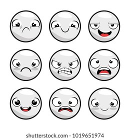 set of emoji emoticon cartoon 