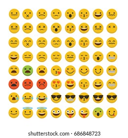 Set of emoji emoticon character faces.  