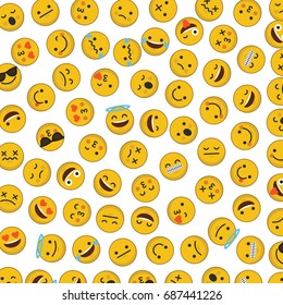 Set of emoji emoticon character faces background