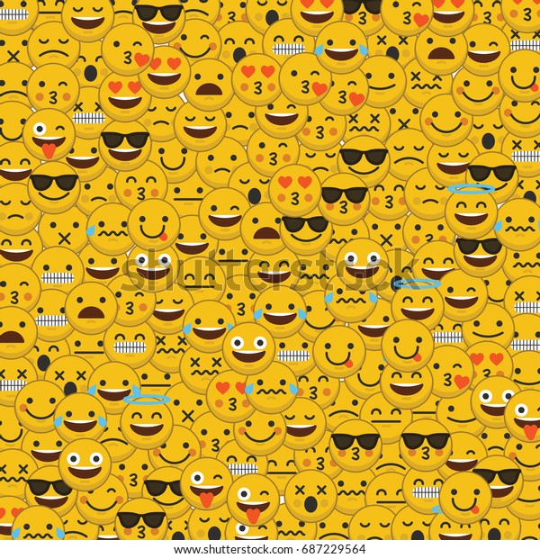 Set Emoji Emoticon Character Faces Background Stock Vector (Royalty ...