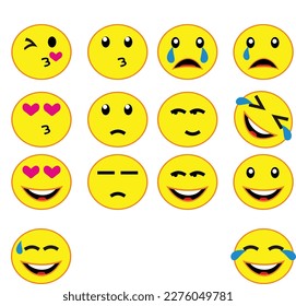 set of emoji emoticon logo symbol vector element