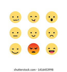 Set of emoji, emoticon, smiley flat vector icons for social media, web and mobile.Pixel perfect icons.