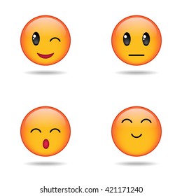 Set of emoji or emoticons isolated on white background. Vector illustration