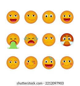 A set of emoji emoticons with various emotions. Vector gradient emoji icons for social networks, Positive and negative emotions