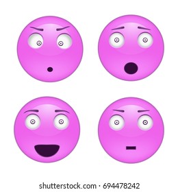 Set of emoji and emotion character, smile icons. Isolated vector illustration on white background
