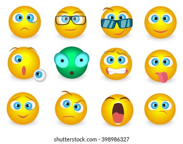 Set of Emoji face emotion emoticon icons isolated. Vector illustration. 