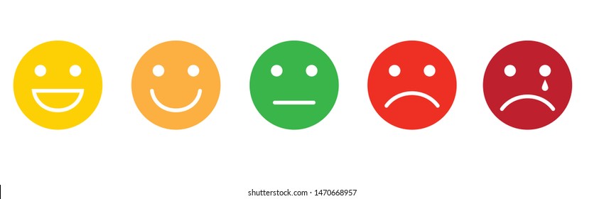 Set of emoji face icons. Vector Set of colour Emoticons. Sad and happy mood Icons. 