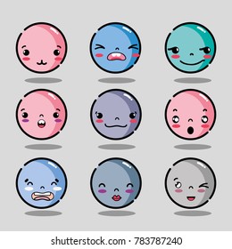 set emoji faces with different emotions