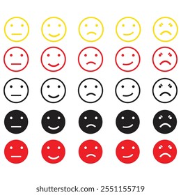 set of emoji faces emoticon icon expression outline