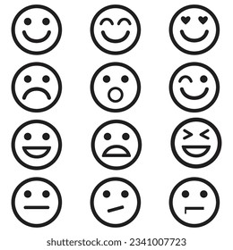 conjunto de caras emoji vectorial