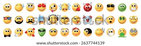 Set of emoji faces - vector illustration