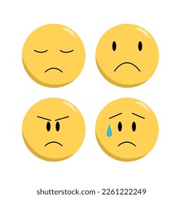 Set Of Emoji Flat Icon