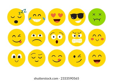 Set of emoji icon flat design illustration
