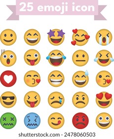 Set of emoji icon with various expresions