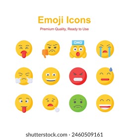 Set of emoji icons, cute expressions vector design