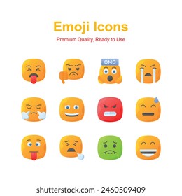 Set of emoji icons, cute expressions vector design