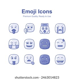 Set of emoji icons, cute expressions vector design