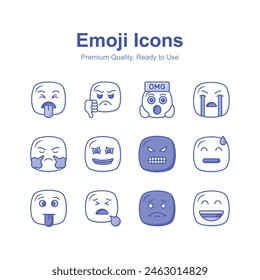 Set of emoji icons, cute expressions vector design
