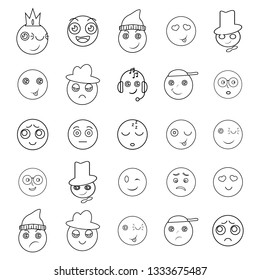 Set of emoji icons friendly fun smile