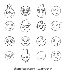Set of emoji icons on the white background
