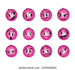 Set of Emoji. Isolated vector illustration on white background
