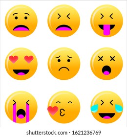 Set of Emoji. Isolated vector illustration on white background