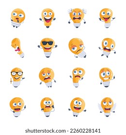 Iconos planos iluminados por emoticonos 

