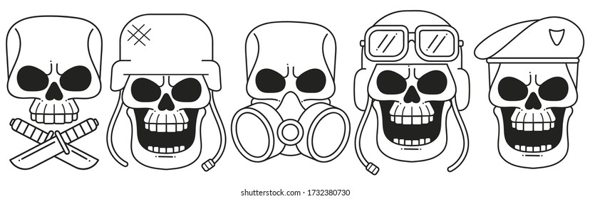 Set Of Emoji. Painted Skull. This Skull Will Convey Any Emotions.sweet And Brutal At The Same Time. Vector Icon For Web Design
