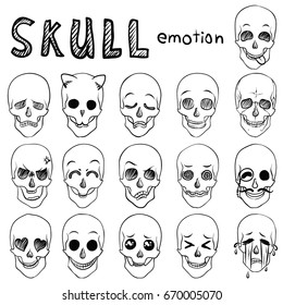 Set of emoji. Painted skull. This skull will convey any emotions.Sweet and brutal at the same time.