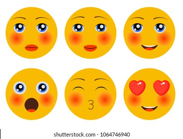 Set of emoji. Smileys emoticons. Isolated vector image