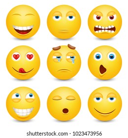 Set of emoji. Smileys vector set. Isolated vector illustration