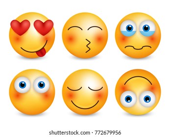 Set of emoji. Smileys vector set. Isolated vector illustration