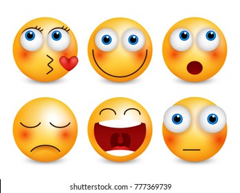 Set of emoji. Smileys vector set. Isolated vector illustration